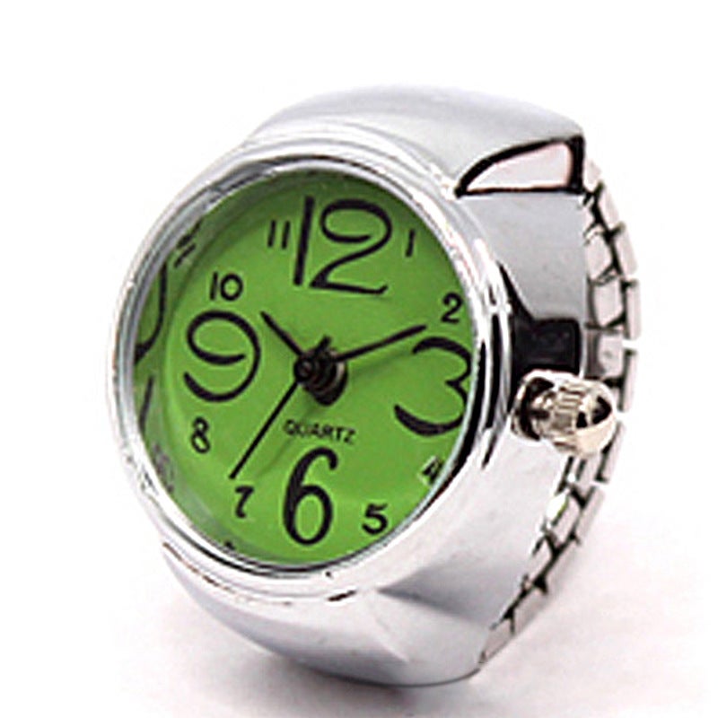 Generic Silver Floral Ring Watch Stylish Personalized Green 