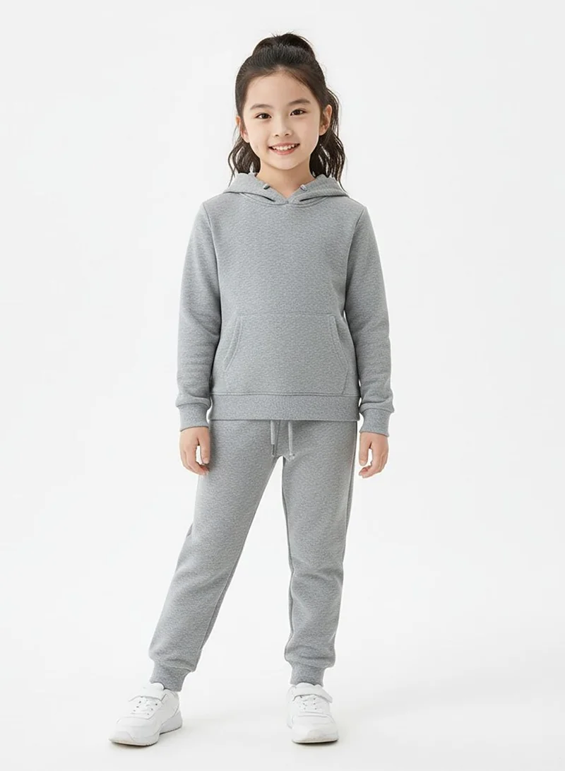 babyqlo Unisex Classic Grey Winter Fleece Hoodie Tracksuit