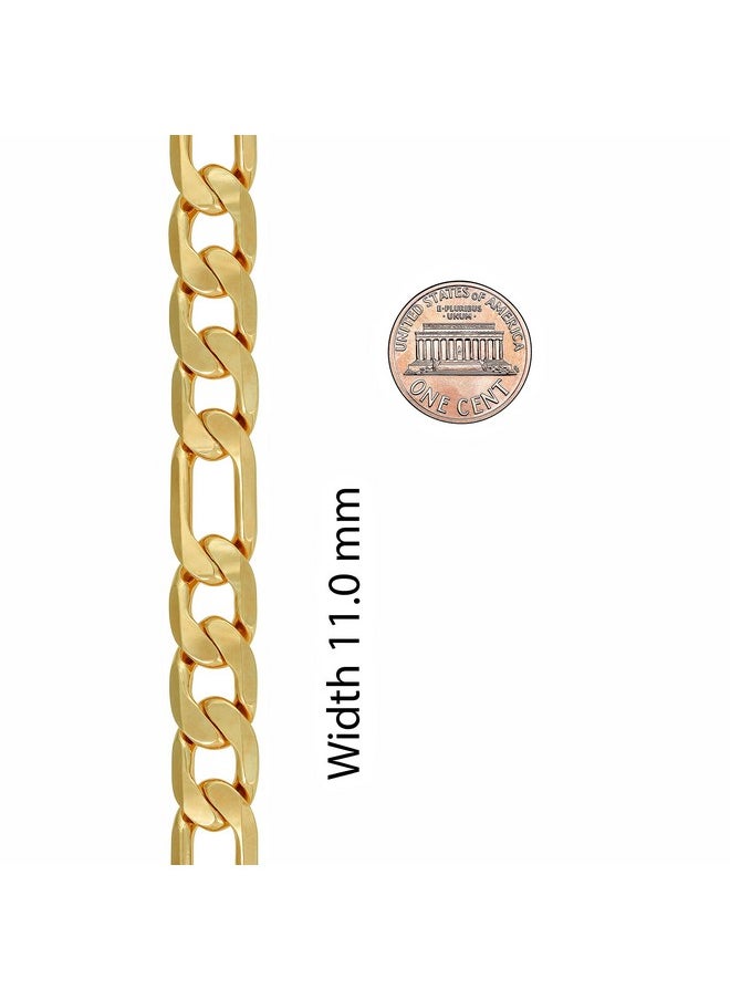 Lifetime Jewelry LIFETIME JEWELRY 11mm Figaro Chain Bracelet Men and Women 24k Real Gold Plated (8)  - Image 5