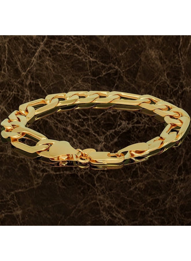 Lifetime Jewelry LIFETIME JEWELRY 11mm Figaro Chain Bracelet Men and Women 24k Real Gold Plated (8)  - Image 3