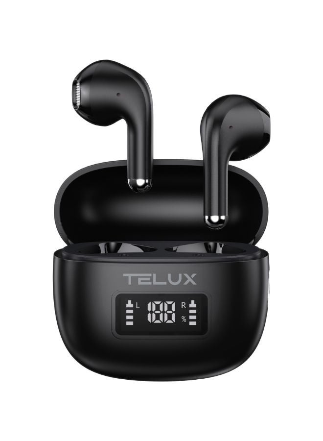 TELUX BEATBUDS Wireless Earbuds, 20H Playback, Touch Control, Battery Level Display, 13mm Dynamic Driver, Comfort Fit, Bluetooth 5.4, USB-C Charging, Black - Image 1
