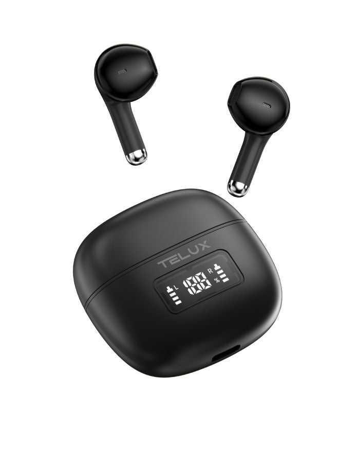 TELUX BEATBUDS Wireless Earbuds, 20H Playback, Touch Control, Battery Level Display, 13mm Dynamic Driver, Comfort Fit, Bluetooth 5.4, USB-C Charging, Black - Image 2