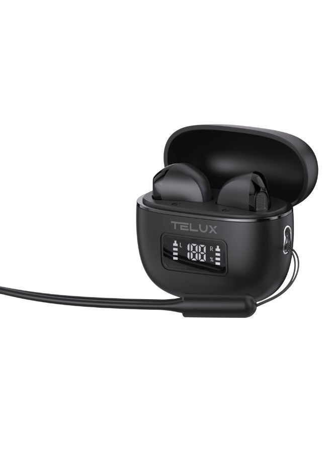 TELUX BEATBUDS Wireless Earbuds, 20H Playback, Touch Control, Battery Level Display, 13mm Dynamic Driver, Comfort Fit, Bluetooth 5.4, USB-C Charging, Black - Image 3