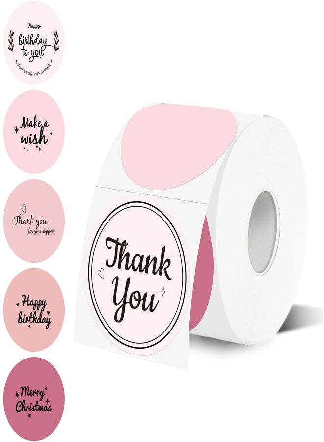 WANGHENG 2 inch Round Thermal Label,Pink Circle Thermal Sticker Labels for Business and Home,Direct Thermal Printer Label for DIY Logo Design,Thanks Card,500 Labels/1 Roll - Image 1