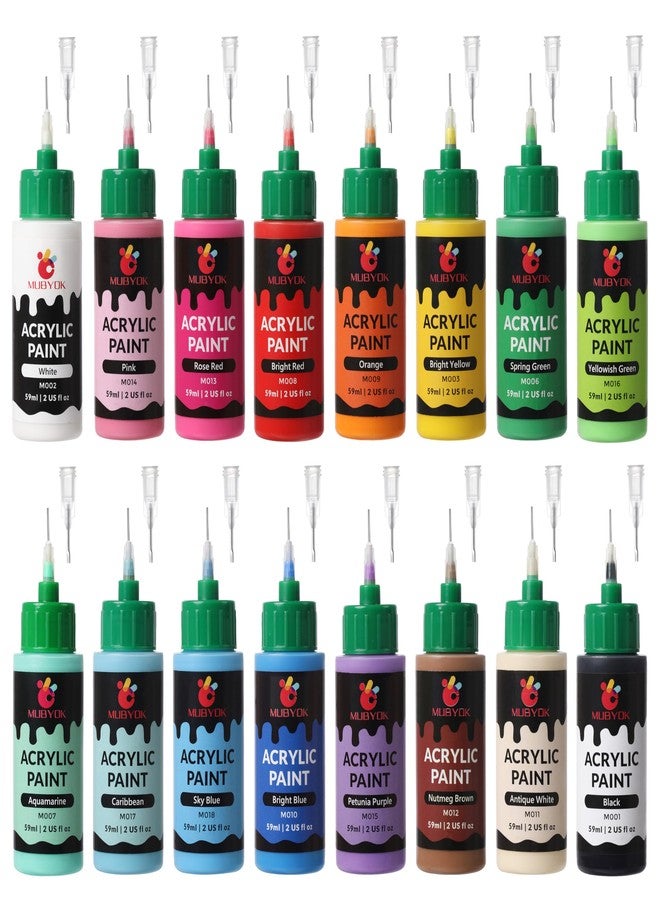 MUBYOK 2oz Matte Acrylic Paint Set with precision applicator cap for Car freshie Painting, Drawing & Art Supplies, DIY Arts And Crafts Freshie Supplies For Adults(Pack of 16) - Image 1