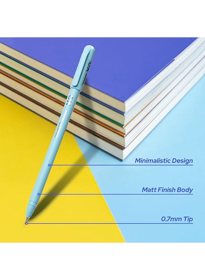 Hauser XO 0.7mm Ball Pen Blister Pack | Sleek Body & Minimalistic Design | Matt Finish & Solid Body Type | Low Viscosity Ink With Ultra Durable Tip | Blue Ink, Pack of 10 Pens - Image 4