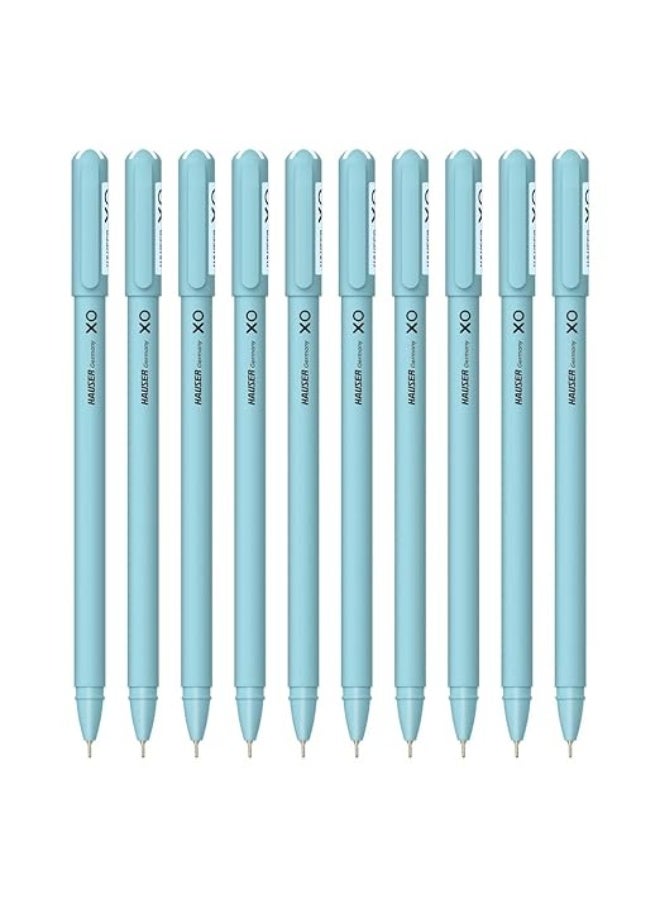 Hauser XO 0.7mm Ball Pen Blister Pack | Sleek Body & Minimalistic Design | Matt Finish & Solid Body Type | Low Viscosity Ink With Ultra Durable Tip | Blue Ink, Pack of 10 Pens - Image 2