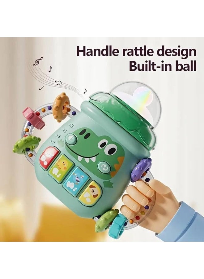 Baby Toddlers Musical Toys, Sensory Learning Toy with Music and Lights, Pacifier Teething Musical Toys, Soft Teething Music Baby Bottle Rattle Toy for Toddler, Boy and Girl Gift (Green) - Image 3