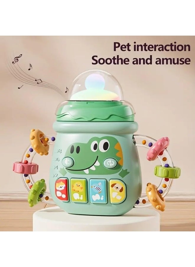 Baby Toddlers Musical Toys, Sensory Learning Toy with Music and Lights, Pacifier Teething Musical Toys, Soft Teething Music Baby Bottle Rattle Toy for Toddler, Boy and Girl Gift (Green) - Image 2