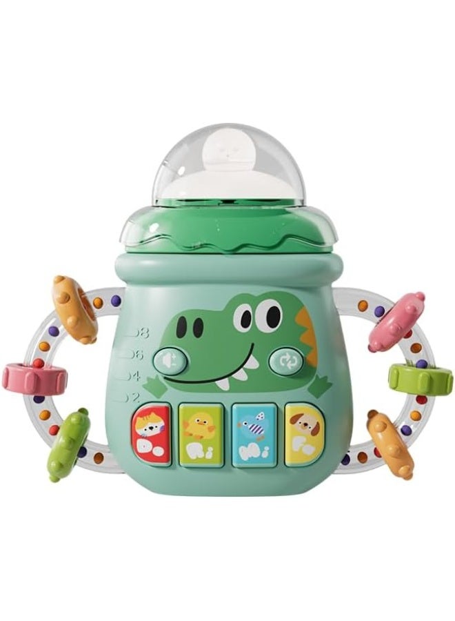 Baby Toddlers Musical Toys, Sensory Learning Toy with Music and Lights, Pacifier Teething Musical Toys, Soft Teething Music Baby Bottle Rattle Toy for Toddler, Boy and Girl Gift (Green) - Image 1