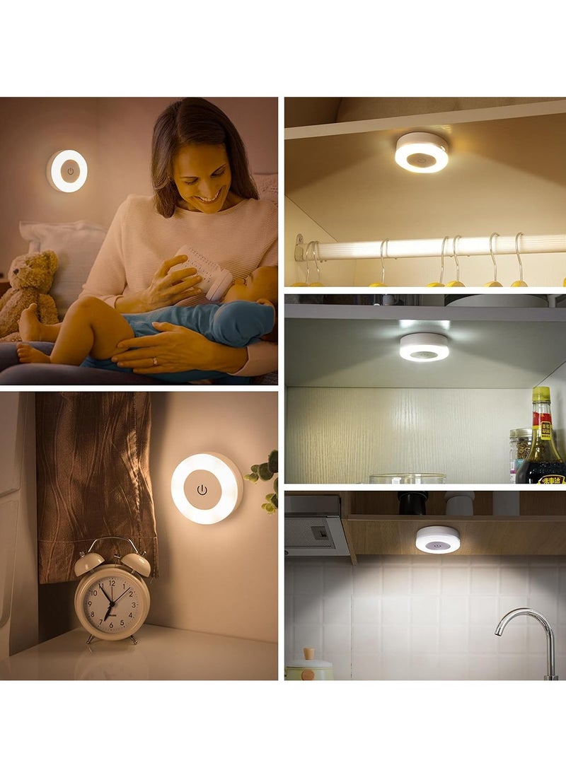 Generic 2 Pcs LED Closet Light,Night Touch Light Bright LED Push Lamp,3 Colors Dimmable Rechargeable Puck Tap Nightlight Battery Operated, Wireless Stick on Lighting for Wall, Closet, Kitchen, Under Cabinet, Counter  - Image 4