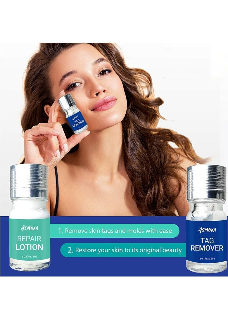 ASMOXA Skin Tag and Wart Care Kit (5ml) with Repair Lotion (5ml) - Gentle & Effective Formula with Aloe Vera for Smoother Skin Appearance, Easy to Use for Women - Image 2