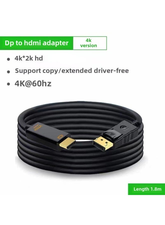 DP To HDMI Adapter Cable 4K60Hz HD Cable Desktop Computer Host Notebook Connection Monitor-Color:DP To HDMI Adapter Cable (4K 60Hz Version) Black  - Image 1