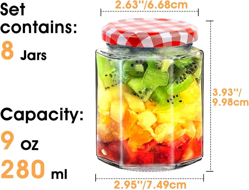 Showvigor Mason Jars 9oz/280ml with Lids,Canning Jars for Food Storage, Transparent Small Jar, Equipped with Metal Cover for Sealing, Jam, Sour Cucumber, Oats, Cookies, Candy, DIY Projects - Image 2