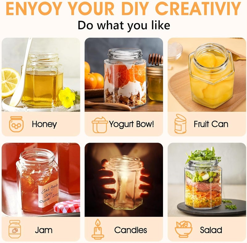 Showvigor Mason Jars 9oz/280ml with Lids,Canning Jars for Food Storage, Transparent Small Jar, Equipped with Metal Cover for Sealing, Jam, Sour Cucumber, Oats, Cookies, Candy, DIY Projects - Image 5