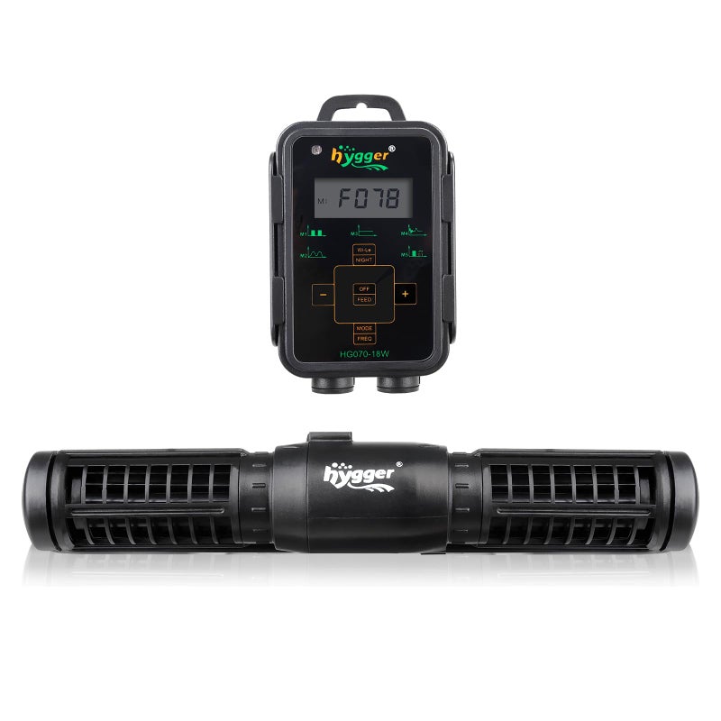 Hygger مضخة موجات أكواريوم هجر قابلة للتعديل مع وحدة تحكم LED ومغناطيسية DC 24V لرؤوس الطاقة في الأكواريوم للمياه العذبة والشعاب البحرية حتى 135 جالون 18 واط