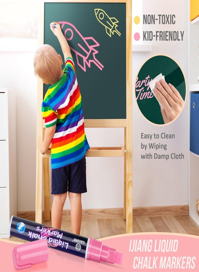 IJIANG Jumbo Chalk Markers for Chalkboard 8 Colors Liquid Chalk Markers Set Erasable Pastel 10 MM 3-In-1 Nib Pastel Chalk Pens For Auto Glass Restaurant Menus Whiteboards Windows Calendars Sign Decoration - Image 5