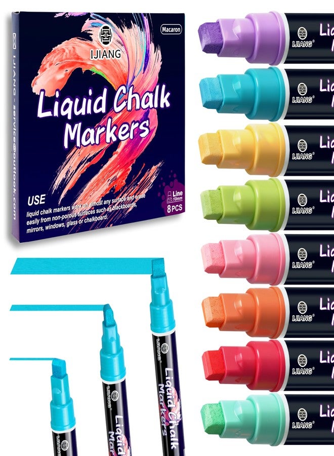 IJIANG Jumbo Chalk Markers for Chalkboard 8 Colors Liquid Chalk Markers Set Erasable Pastel 10 MM 3-In-1 Nib Pastel Chalk Pens For Auto Glass Restaurant Menus Whiteboards Windows Calendars Sign Decoration - Image 1