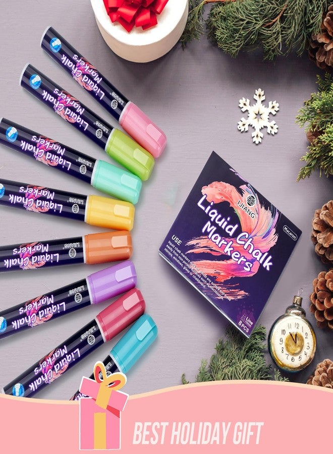 IJIANG Jumbo Chalk Markers for Chalkboard 8 Colors Liquid Chalk Markers Set Erasable Pastel 10 MM 3-In-1 Nib Pastel Chalk Pens For Auto Glass Restaurant Menus Whiteboards Windows Calendars Sign Decoration - Image 3