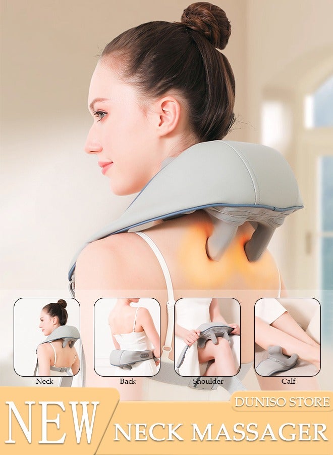 DUNISO Neck Massager with Heat, Electric Massager for Neck & Shoulder Massager, Massage Pillow for Neck, Shoulder, Deep Cervical Massage at Home for Muscle Relaxation - Image 1