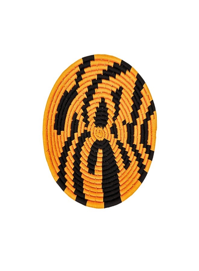 NATRIEL Handcrafted Sabai Grass Plate Handmade Wall Décor Eco-Friendly | Home Decor Handcrafted Decoration Bohemian Style Living Room Set of 5 (8" x2, 10" x2, 12" x1) (Chrom Yellow) - Image 5