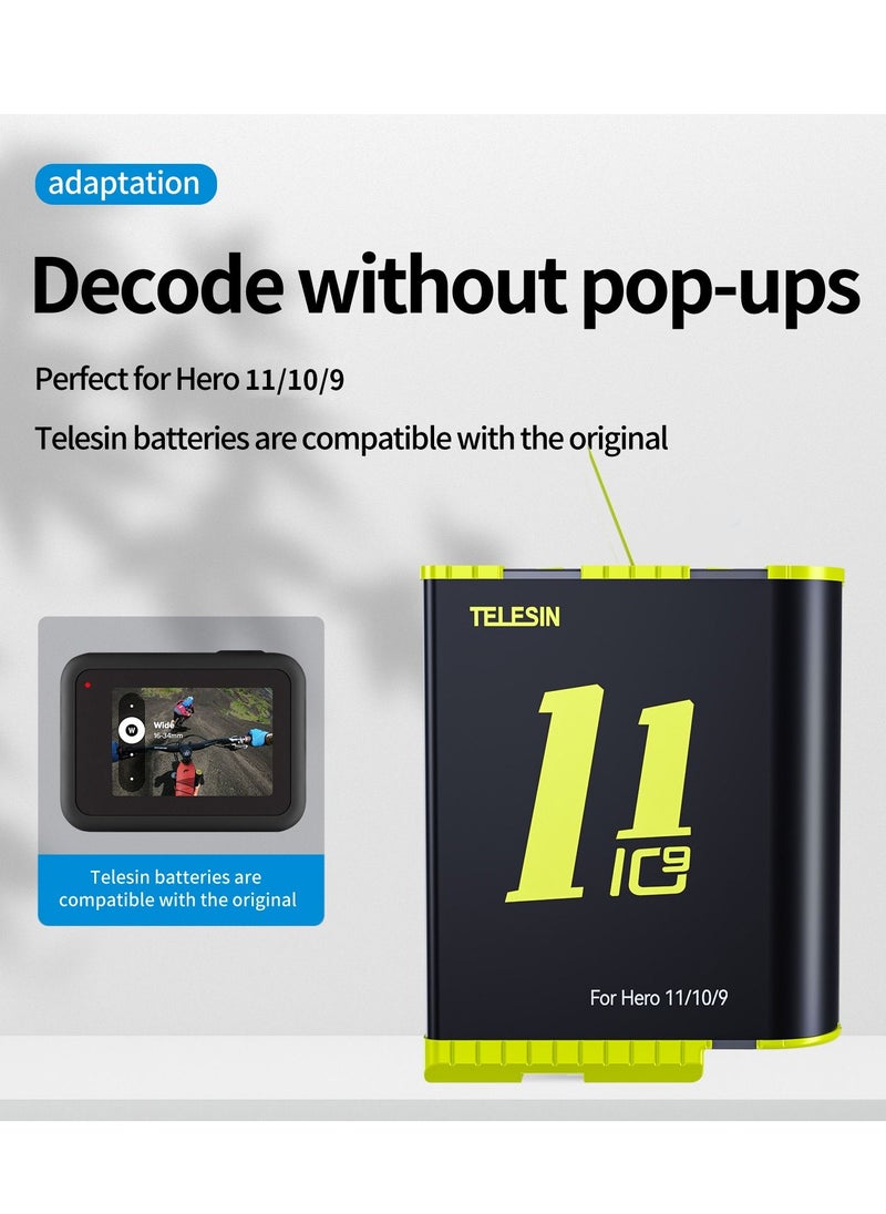 TELESIN - TELESIN 2-Pack Batteries and Allin Box Battery Charger Bundle for GoPro HERO11 HERO10 HERO9 - Image 1
