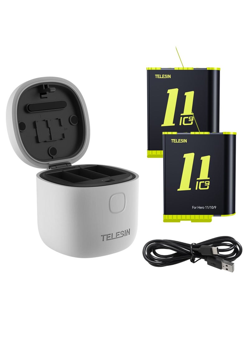 TELESIN - TELESIN 2-Pack Batteries and Allin Box Battery Charger Bundle for GoPro HERO11 HERO10 HERO9 - Image 1