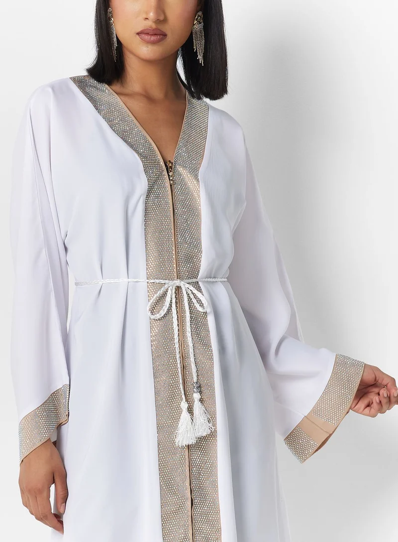 Khizana Abaya With Shimmer Hem