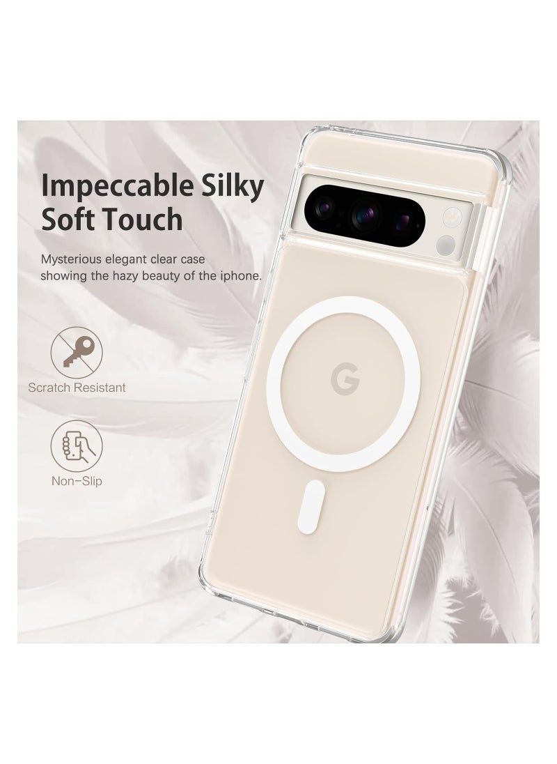Generic - SYOSI for Google Pixel 8 Pro Case with MagSafe, Magnetic Plated Slim Thin Clear Transparent Shockproof Soft TPU Bumper Charging Protective Cover Phone Case for Pixel 8 Pro 6.7 2023, Clear - Image 1