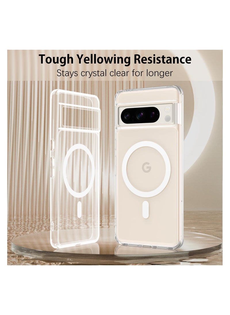 Generic - SYOSI for Google Pixel 8 Pro Case with MagSafe, Magnetic Plated Slim Thin Clear Transparent Shockproof Soft TPU Bumper Charging Protective Cover Phone Case for Pixel 8 Pro 6.7 2023, Clear - Image 1