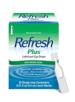 REFRESH Plus Lubricant Eye Drops, Preservative-Free, 0.01 Fl Oz Single-Use Containers, 30 Count (Pack of 1)  - Image 1