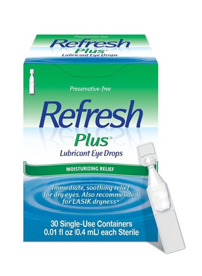 REFRESH Plus Lubricant Eye Drops, Preservative-Free, 0.01 Fl Oz Single-Use Containers, 30 Count (Pack of 1)  - Image 1