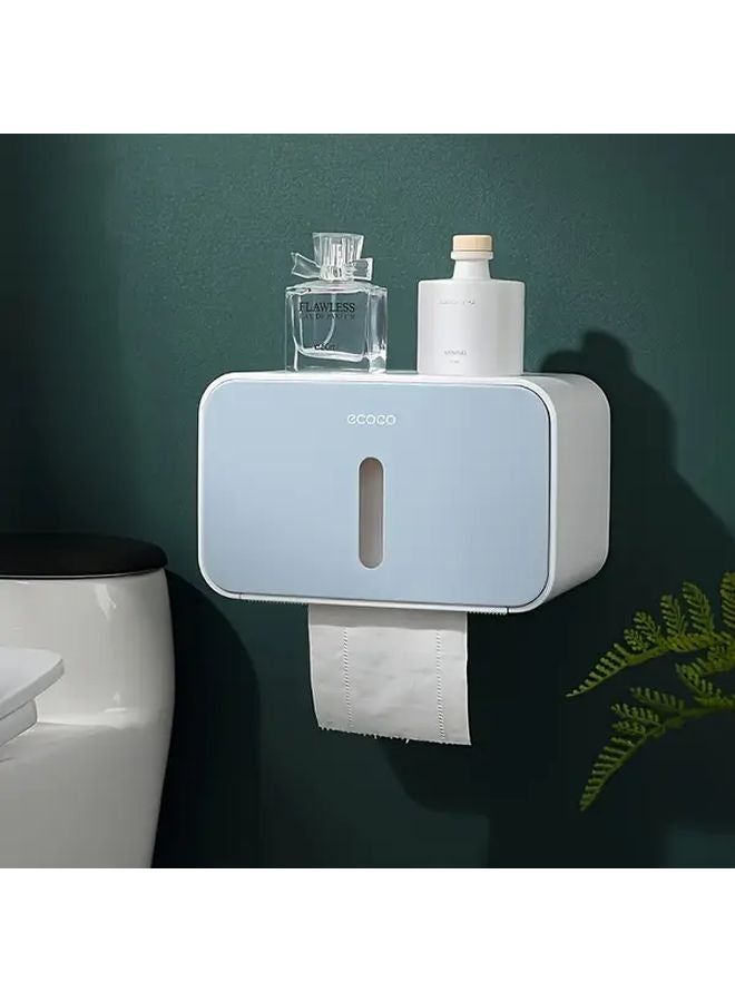 Blue Self Adhesive Paper Towel Holder Waterproof Wall Mounted No Drilling Required for Bathroom Kitchen - Image 1