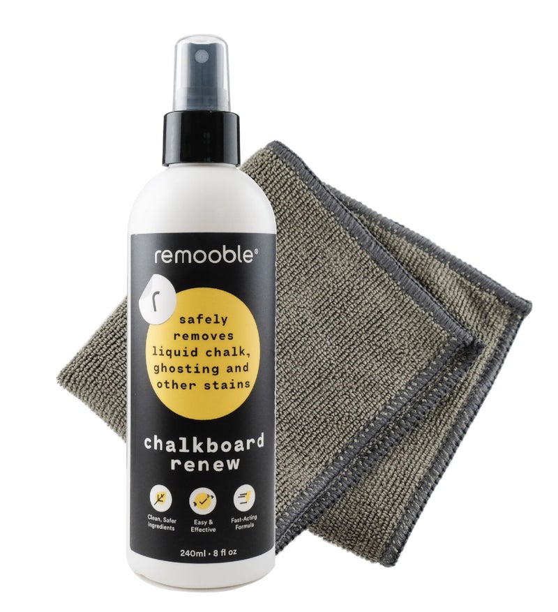 Remooble Non-toxic Chalkboard Cleaner & Microfiber Cleaning Cloth, 8 oz. - Image 1
