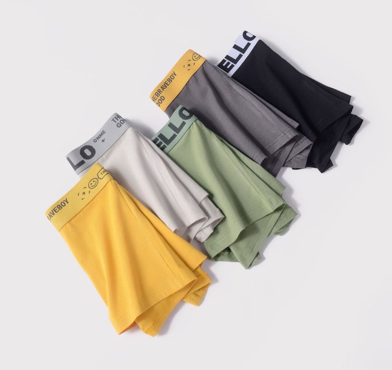 Mens Cotton Boxer Briefs Trendy HELLO Underwear Random Color Hair 