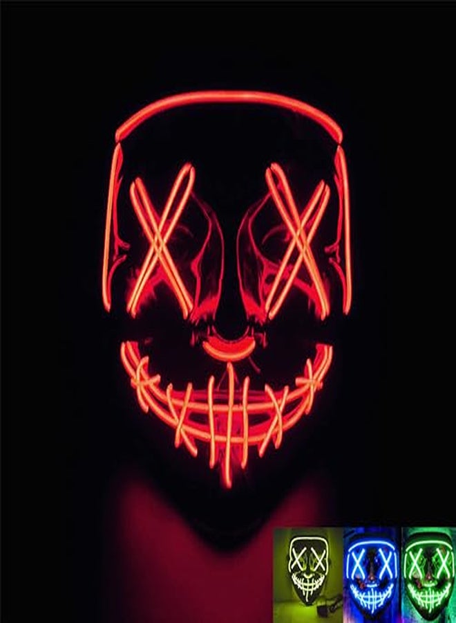Ghostface Scream LED Mask – Neon Light-Up 3-Mode Halloween Mask for Adults & Kids - Image 1