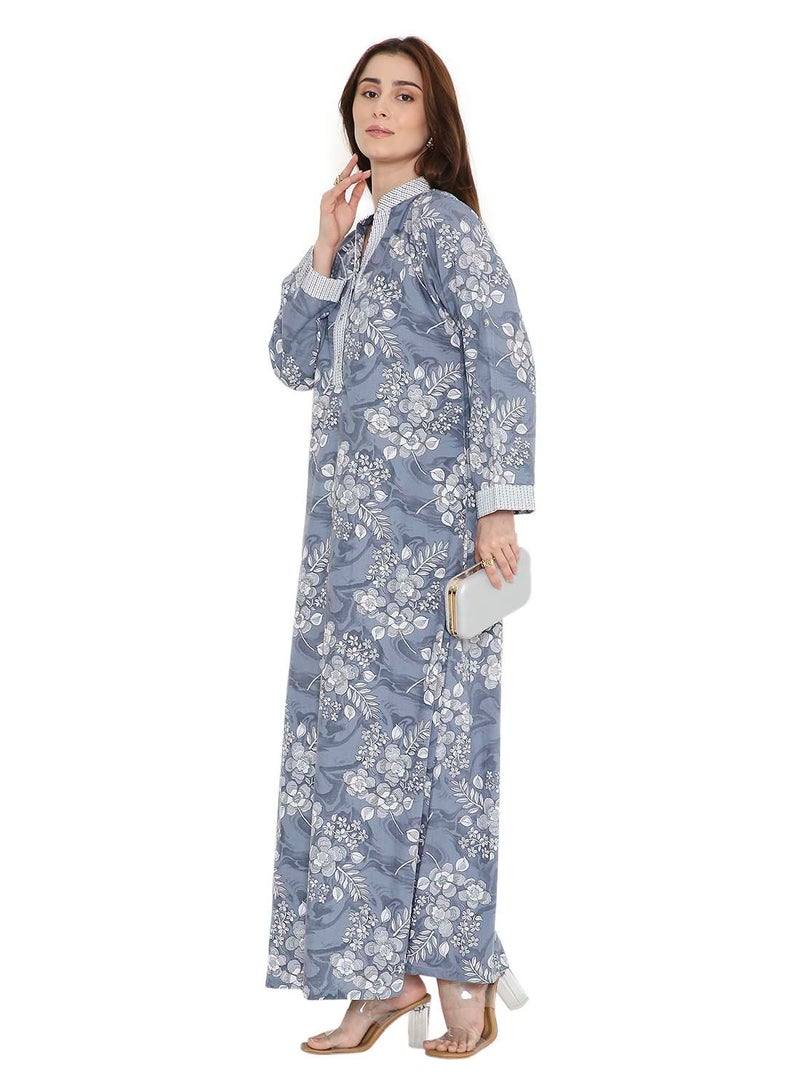 هانا آند سارا جلابية كفتان أنيقة مطبوعة بتصميم عصري - Image 4