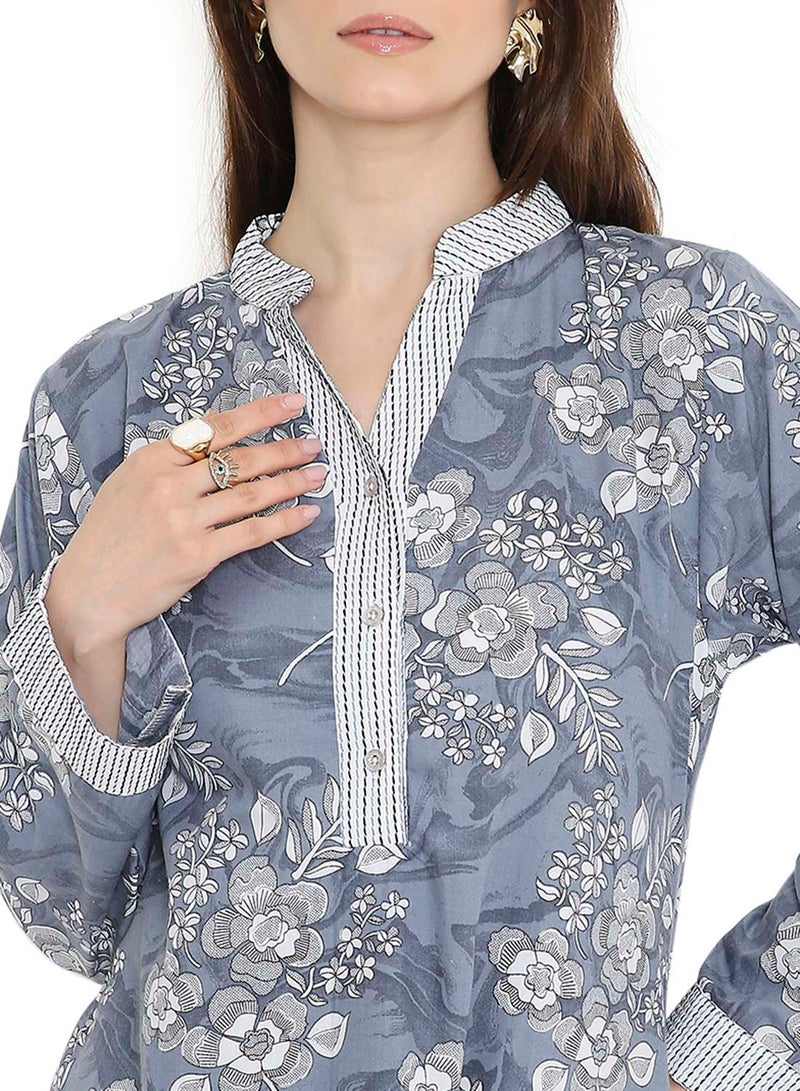 هانا آند سارا جلابية كفتان أنيقة مطبوعة بتصميم عصري - Image 3