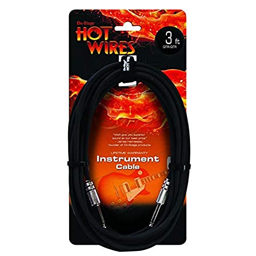 OnStage On-Stage Hot Wires 1/4" Guitar Instrument Cable, 3 Feet - Image 1