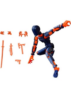 Titan 13 Action Figure, 3D Multi-Jointed Action Figures, Lucky Nova 3D Printed Robot Dummy Figures, Movable T13 Action Toys, Desktop Decoration, Christmas Gift (Bue-Orange)