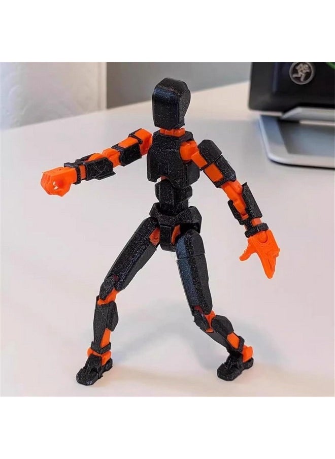 Generic - Titan 13 Action Figure, 3D Multi-Jointed Action Figures, Lucky Nova 3D Printed Robot Dummy Figures, Movable T13 Action Toys, Desktop Decoration, Christmas Gift (Bue-Orange) - Image 1