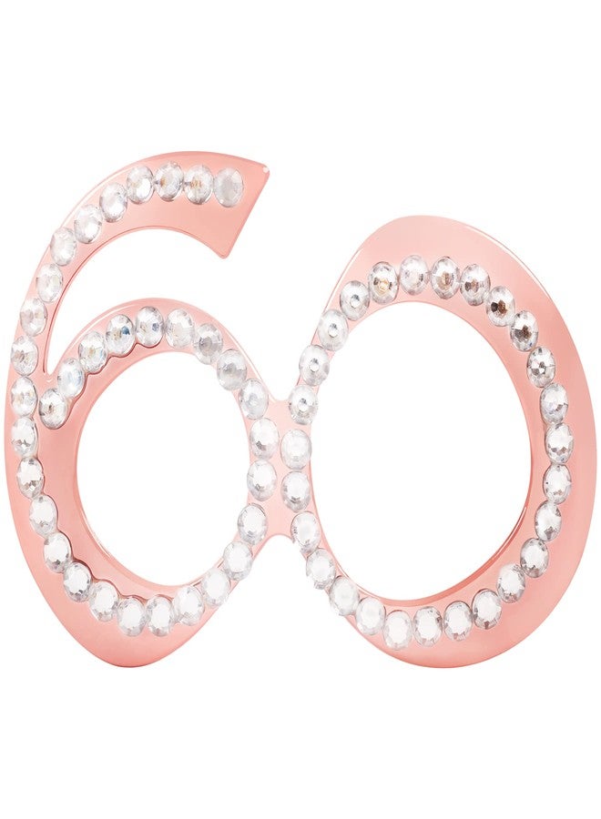 Pagather 60th Birthday Glasses - 6 Pairs Rose Gold 60 Years Old Glasses with Rhinestones Frame, Funny Plastic Costume Photo Booth Props for 60th Anniversary Party Decorations - Image 2