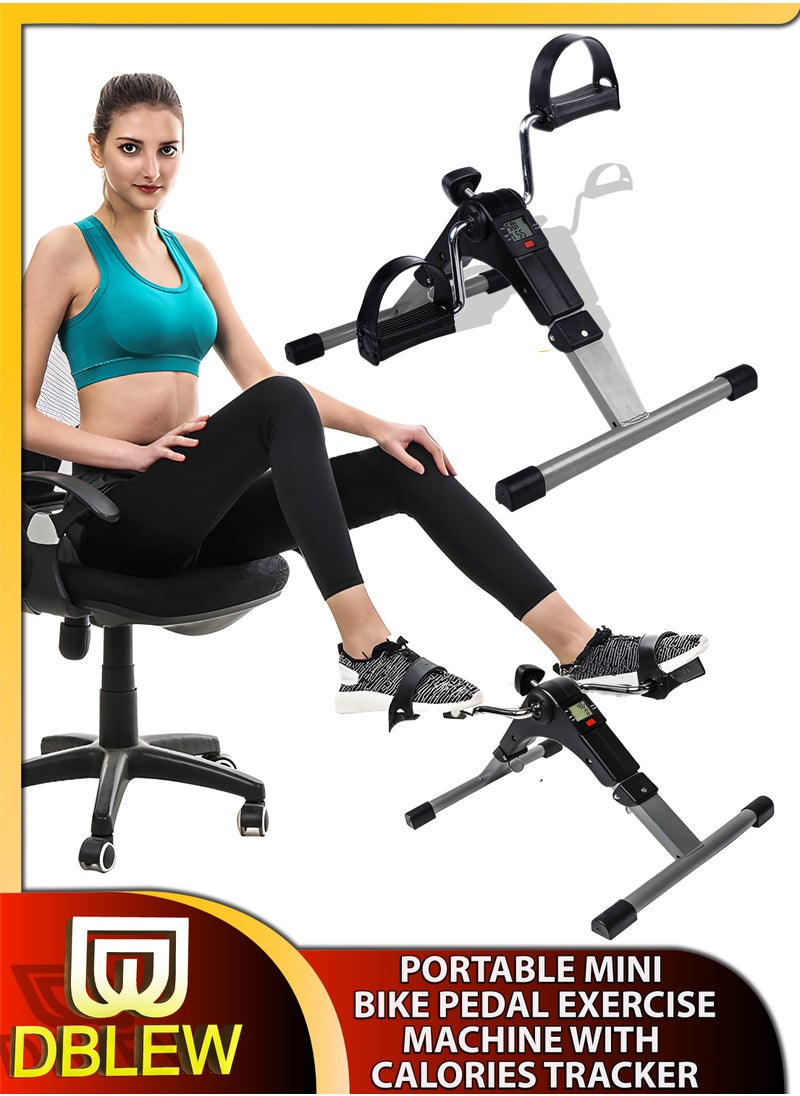 DBLEW Under Desk Bicycle Compact Pedal Exerciser Bike Foldable Mini Trainer For Full Body Arm Leg Workout Peddler Machine Ideal for Home Office Rehabilitation Cardio Strength Fitness Sport Gym Equipment  - Image 1