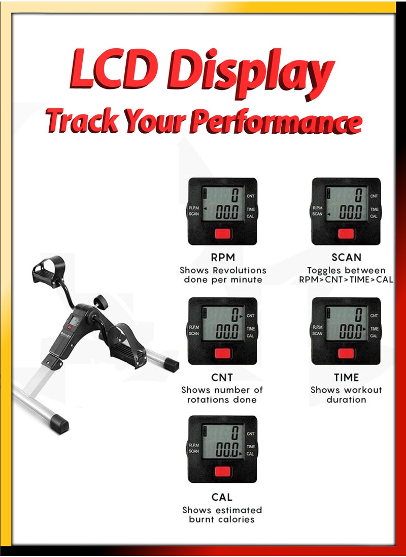 DBLEW Under Desk Bicycle Compact Pedal Exerciser Bike Foldable Mini Trainer For Full Body Arm Leg Workout Peddler Machine Ideal for Home Office Rehabilitation Cardio Strength Fitness Sport Gym Equipment  - Image 3