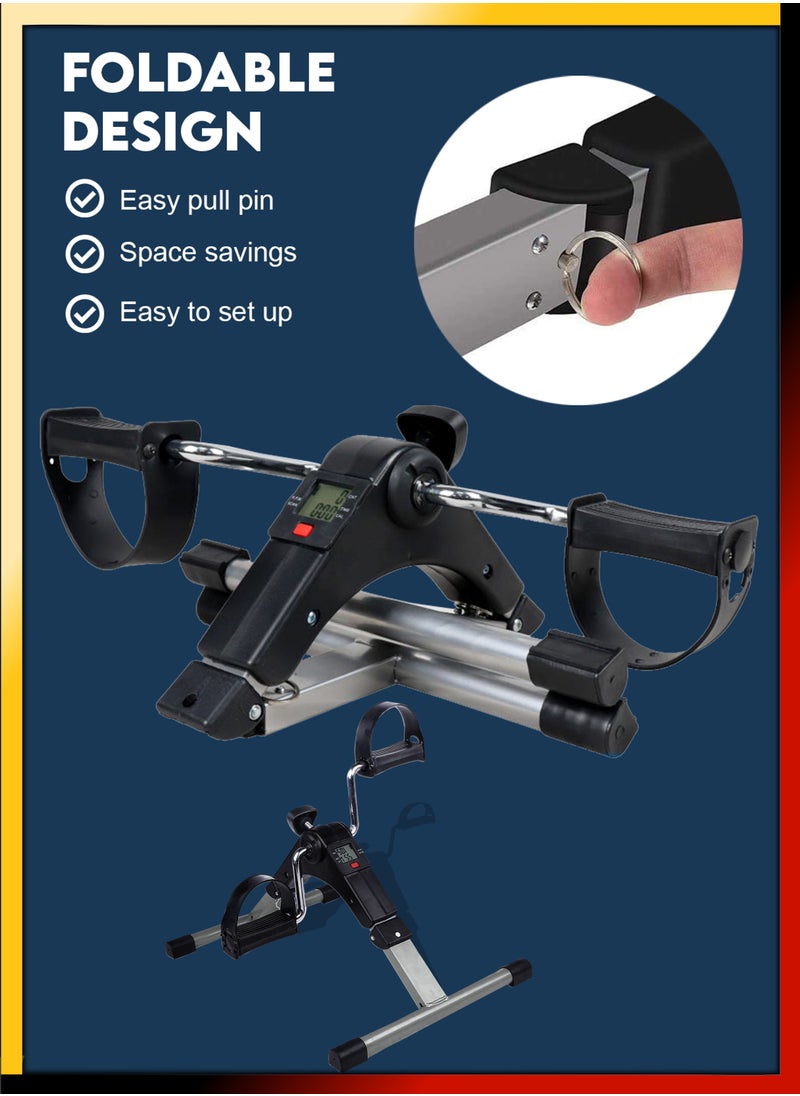 DBLEW Under Desk Bicycle Compact Pedal Exerciser Bike Foldable Mini Trainer For Full Body Arm Leg Workout Peddler Machine Ideal for Home Office Rehabilitation Cardio Strength Fitness Sport Gym Equipment  - Image 5