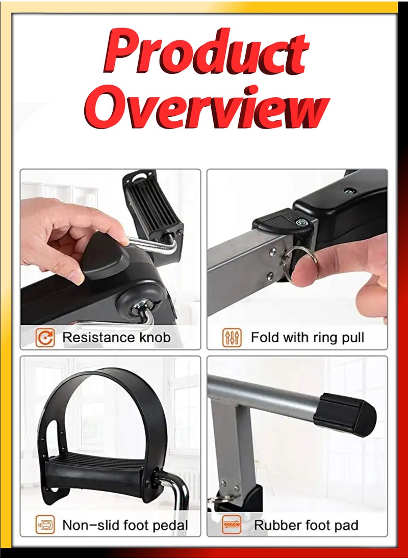 DBLEW Under Desk Bicycle Compact Pedal Exerciser Bike Foldable Mini Trainer For Full Body Arm Leg Workout Peddler Machine Ideal for Home Office Rehabilitation Cardio Strength Fitness Sport Gym Equipment  - Image 4