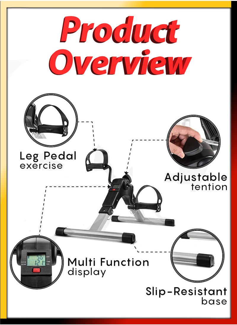 DBLEW Under Desk Bicycle Compact Pedal Exerciser Bike Foldable Mini Trainer For Full Body Arm Leg Workout Peddler Machine Ideal for Home Office Rehabilitation Cardio Strength Fitness Sport Gym Equipment  - Image 2