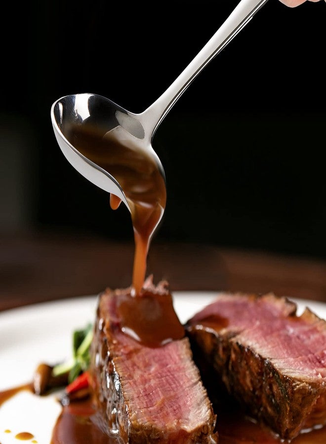 طقم يارلونج مكون من ملعقتين صغيرتين للصلصة، 7 بوصات، ملعقة صغيرة لسكب الصلصة مع صنبور، مصنوعة من الفولاذ المقاوم للصدأ 18/10، أدوات مطبخ لتقديم الطعام على الطاولة - Image 4