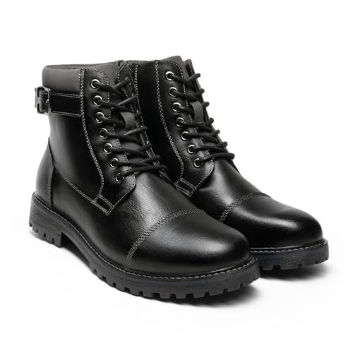 Bruno Marc Men's Motorcycle Combat Oxford Boot Fur Lining Warm Zipper Boots,Size 11,Black,ENGLE-05 - Image 5