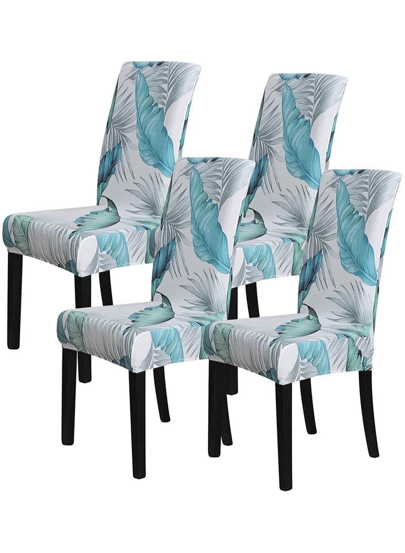 KASTWAVE Dining Room Chair Covers Slipcovers Set of 4, Spandex Super Fit Stretch Removable Washable Kitchen Parsons Chair Covers Protector for Dining Room, Hotel, Ceremony (Printed Leaf Pattern) - Image 1